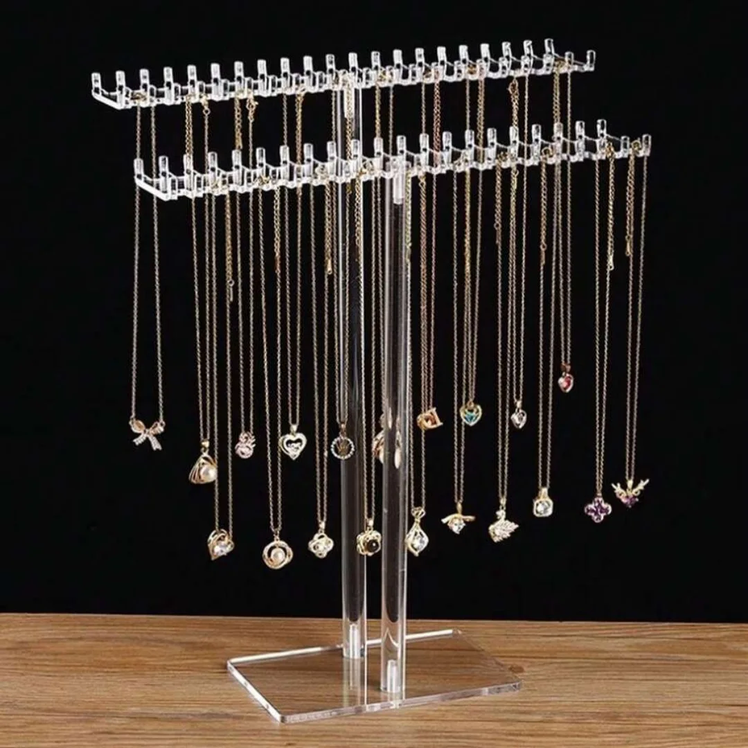 

Acrylic Necklace Storage Box, Transparent Necklace Holder, Jewelry Both Sides Hooks,Used for Displaying Jewelry and Collectibles