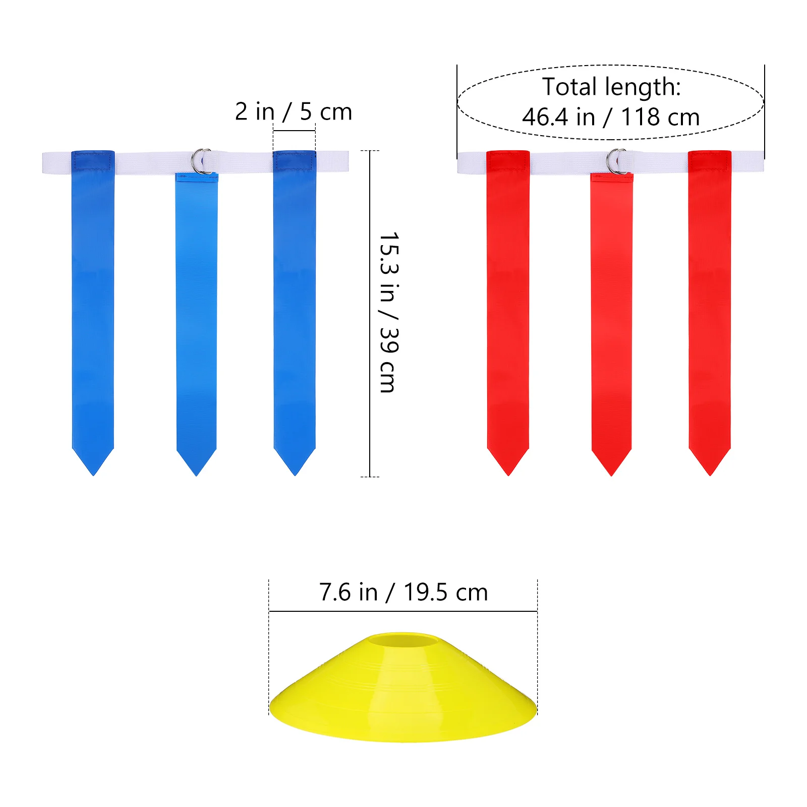 16Pcs Flag Football Training Equipment Durable Flags Belts Cones Adjustable Girth for and Adults Football Flags