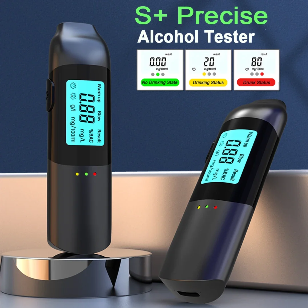 Portable Digital Alcotester Breath Alcohol Tester Breathalyzer Alcoholimetro LCD Screen Display With 3 Color Indicator Lights