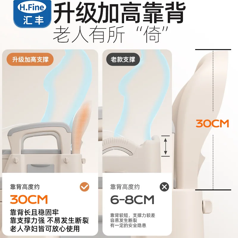 Adult Portable Commode Chair Indoor Bedside Toilet Chair with Suction Cup Foot Pads for Elderly Pregnant Women and Adults