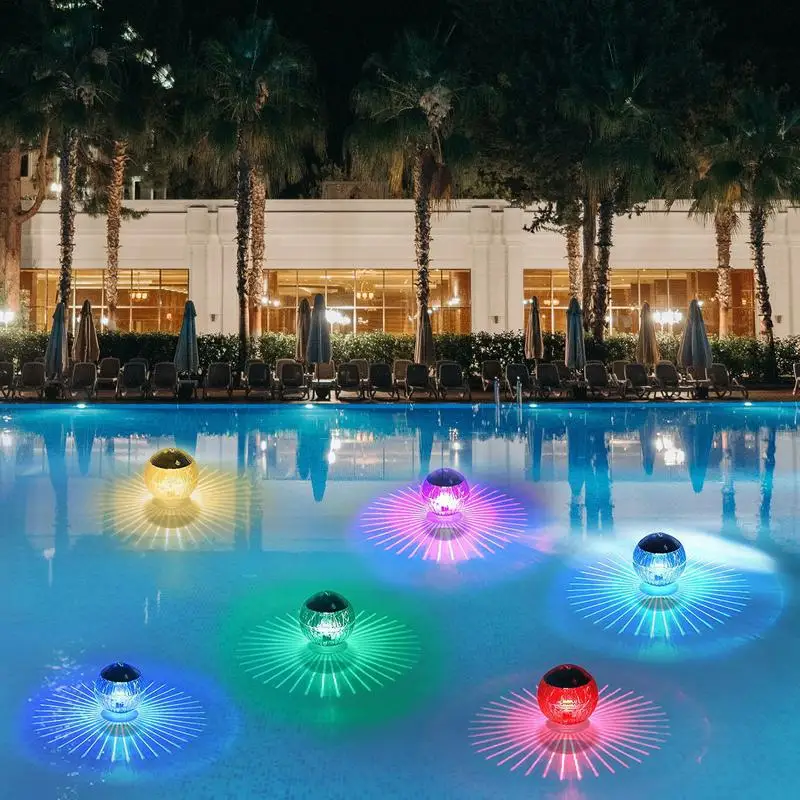 Outdoor Solar Floating Light Waterproof Safe LED Color Changing Garden Pool Lights 7 Colors Pond Light Light Sensor Control