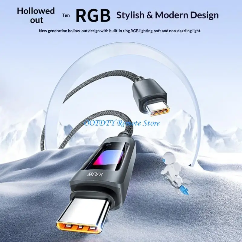 Aluminum Alloy Type C Cable Supporting 100W Fast Charging Technology for Long Performances