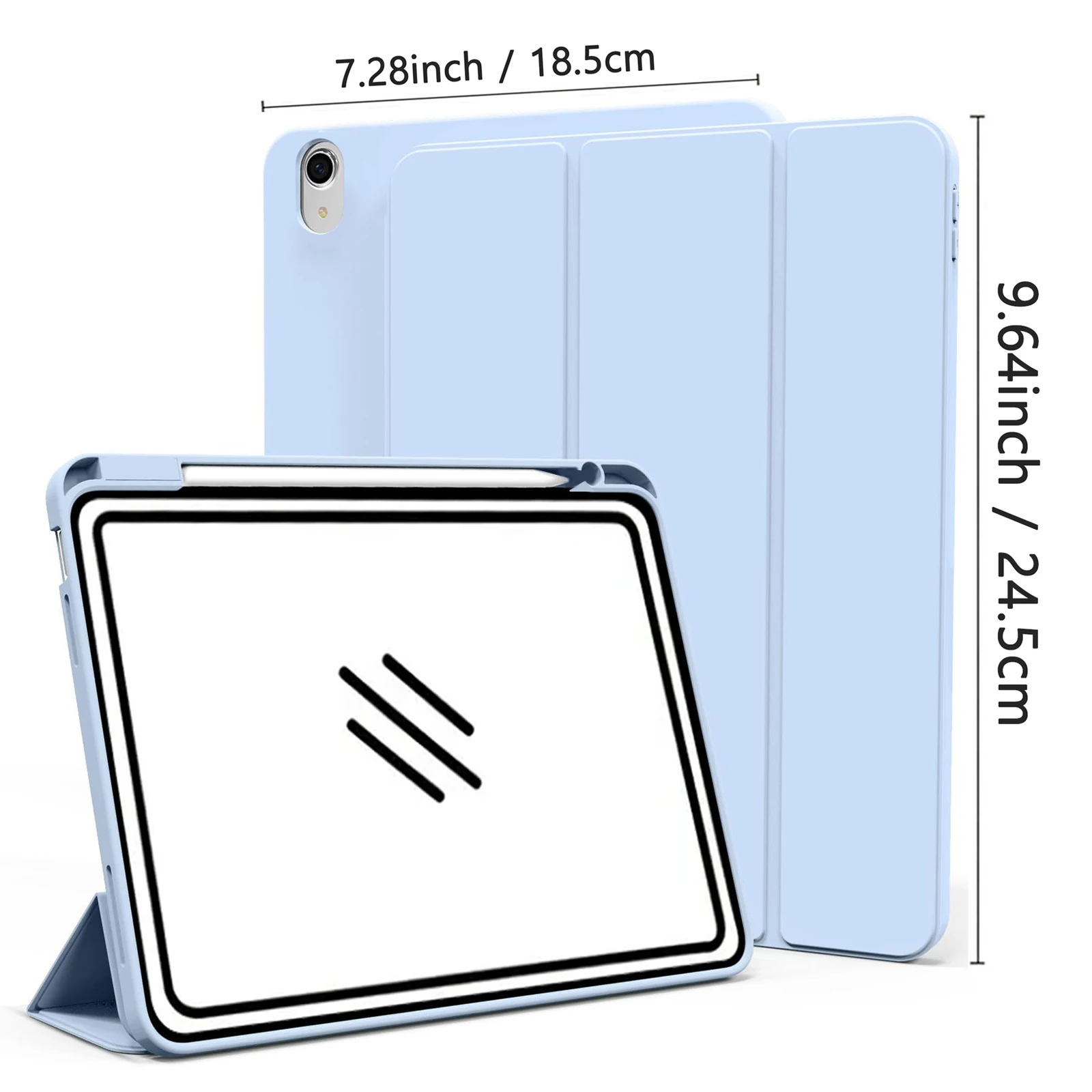 For iPad (A16) 11th Gen/iPad 10th Generation Case [11-Inch 2025/10.9 Inch 2022] with Pencil Holder, Trifold Stand Smart Cover