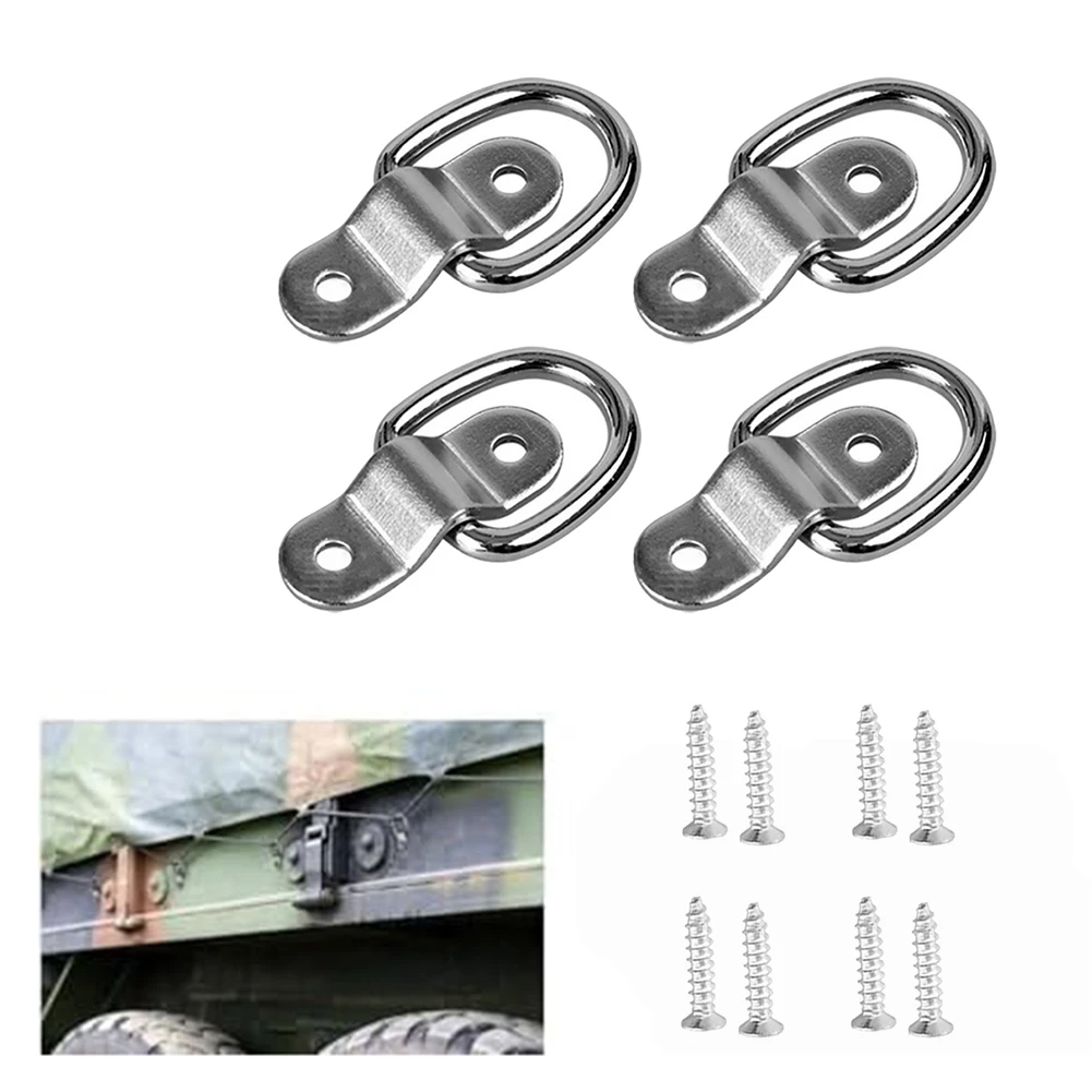 Tie Down Anchors Black D Ring Eyelets 304 Stainless Steel 6 Mm Thick Ring 3 Mm Reinforced Base Pre-drilled Holes