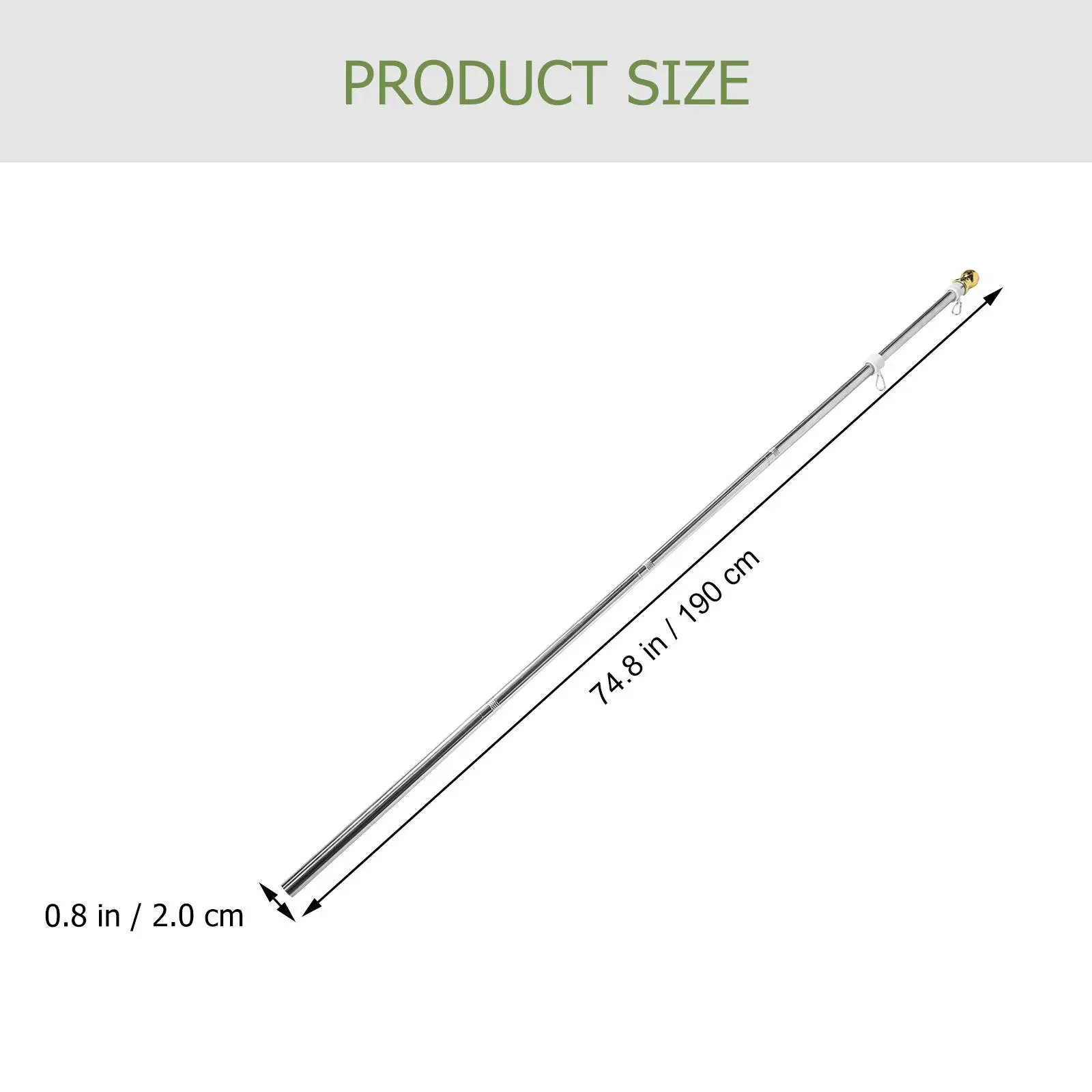 Portable Stainless Steel Flagpole Staff Outdoor Solar Lights Camping Rustproof Rod