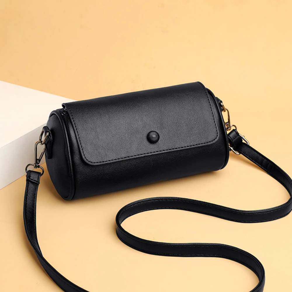 

New Casual Cylindrical Shoulder Bag Fashion Messenger Brand Female Totes Crossbody Bags Women PU Leather Handbag bolso mujer