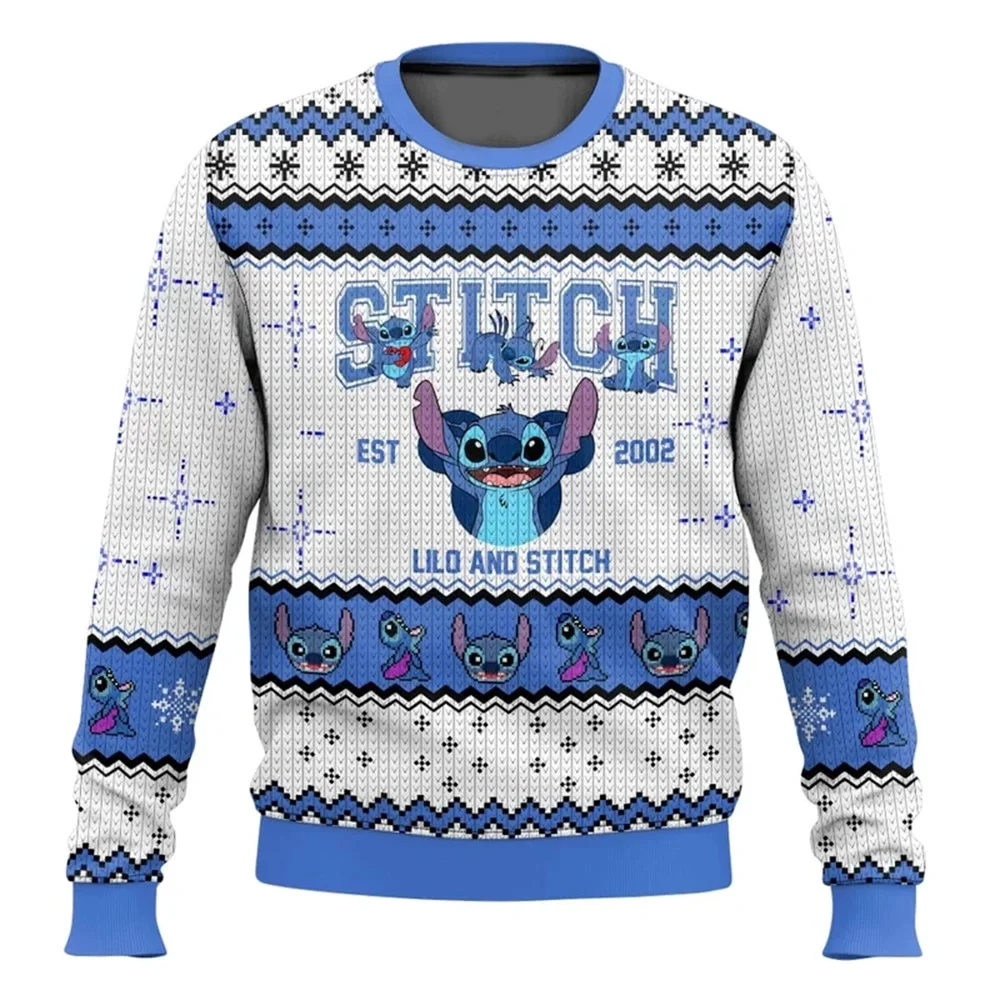 Nieuwe dames winter lelijke pullover sweatshirt met Lilo & Stitch kerstprint mode street style oversized hoodie Y2k stijl