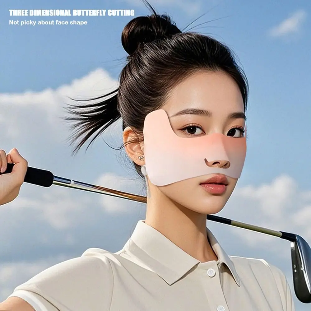 Summer Ice Silk Sun Protection Mask UPF50+ Half Face Face Sunscreen Mask Breathable UV Blocking Women Face Mask for Golf Sports