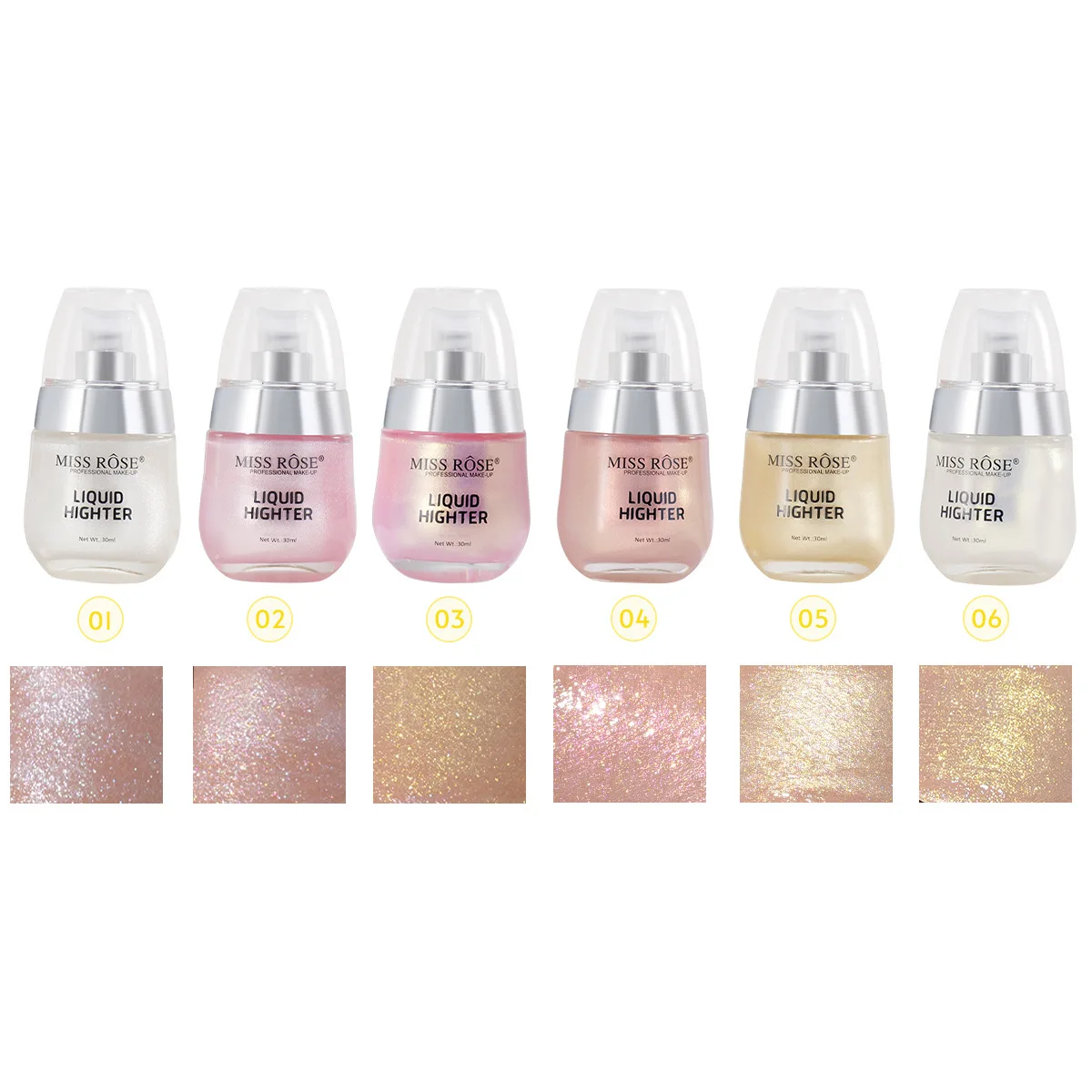 

MISS ROSE Liquid Highlight Eyeshadow, Shimmer Super Sparkle Body Glitter Liquid,Natural Brightening Face Body Makeup Cosmetic