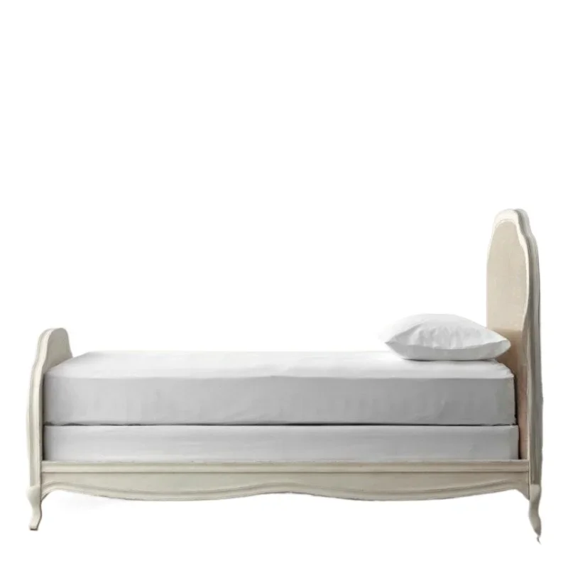 

American solid wood single bed furniture bedroom retro old oak 1.5 meters children's room single fabric bed