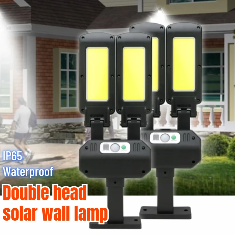 

Double Headed 200COB Outdoor Rotating Solar Street Light with Motion Sensor Garden Sunlight Garage Remote Safety LED Floodlight