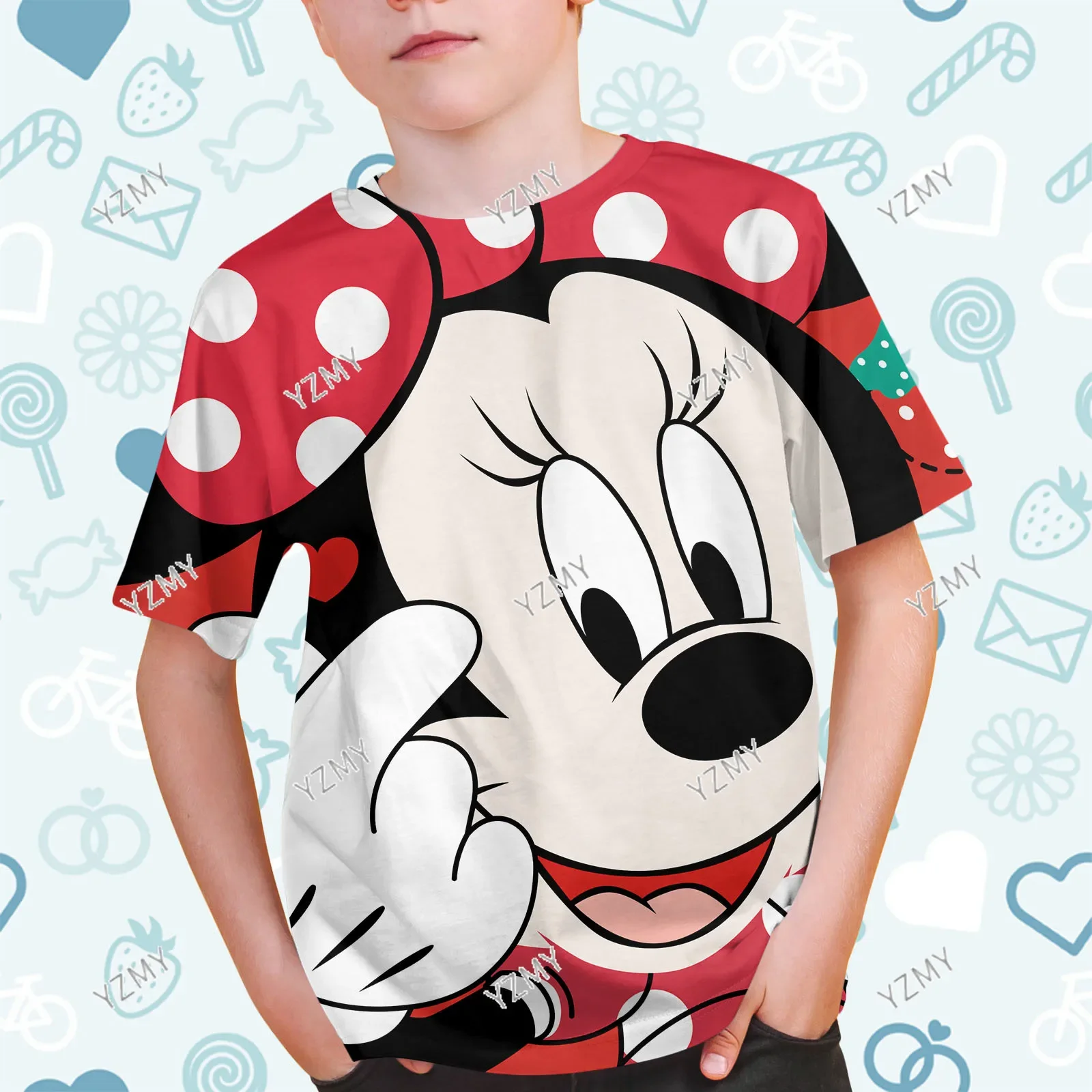 Camiseta 3d de Mickey Mouse de Disney para niñas y niños, camisetas gráficas de dibujos animados de Mickey Mouse, camiseta bonita de Anime 2024