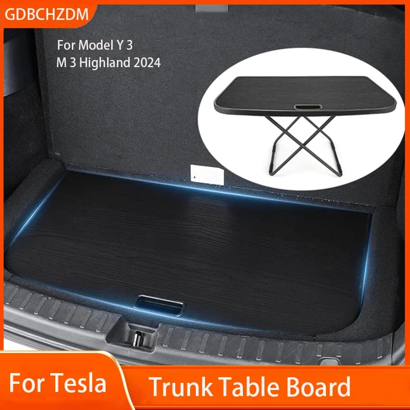 Per Tesla Model Y Model 3 + Highland 2024 tavolo scrivania da viaggio pieghevole tavolo tronco tavola accessori da viaggio accessori per il