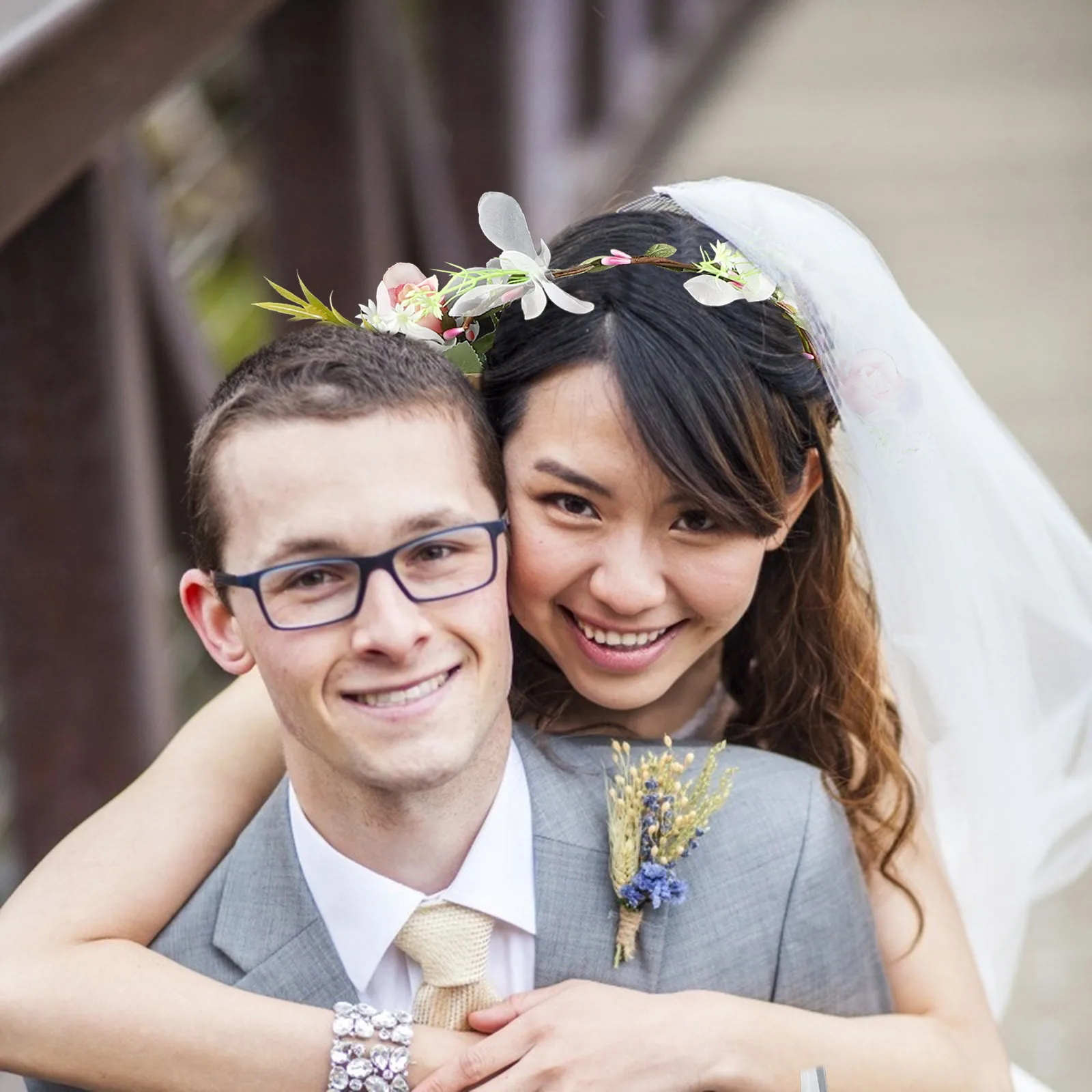 

Wedding Headpiece Hair Accessories Bride Flower Decor Veil Bridal Headdress Decorations for Bands Wreath Women Gauze Garland