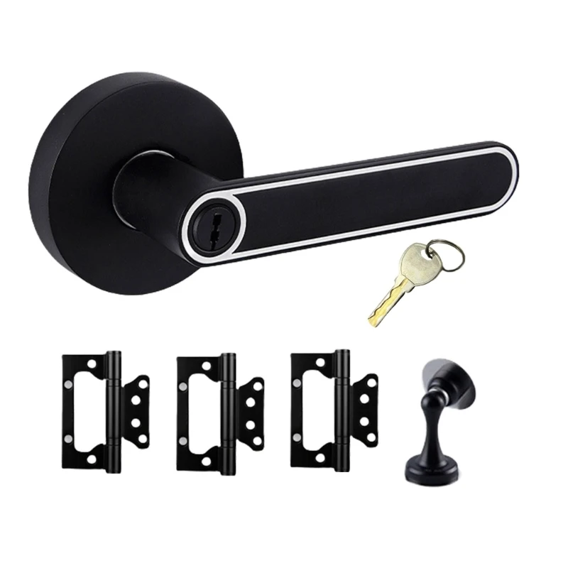 

Bedroom Bathroom Door Lock Heavy Duty Door Handle Lock with Door Stoppers and Hinges Universals Door Knob Hardware