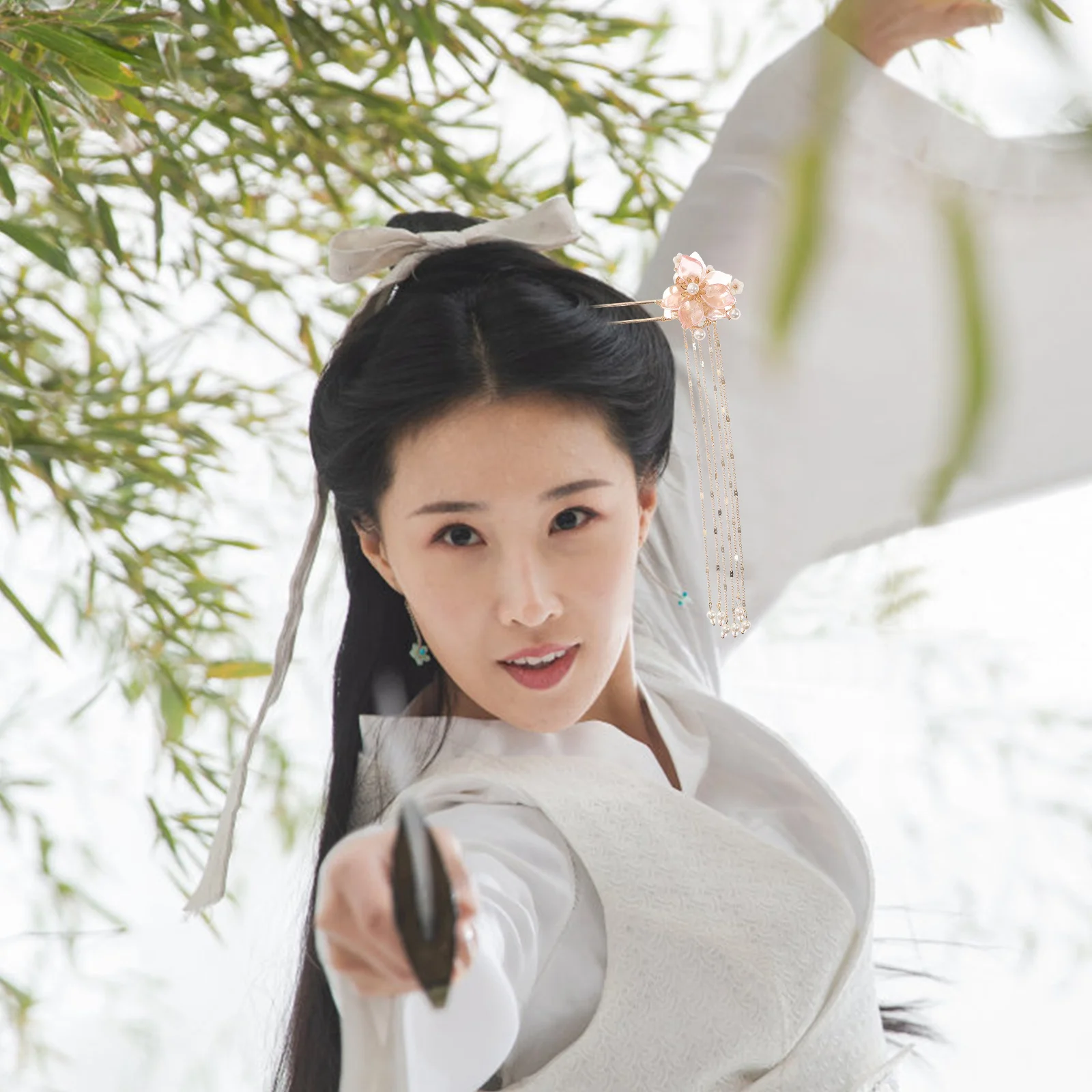 1 szt. Retro spinka do włosów z kwiatem, metalowa, z frędzlami, w stylu vintage, chińska ozdoba na głowę, precyzyjne wykonanie, gładkie krawędzie, do noszenia na co dzień.