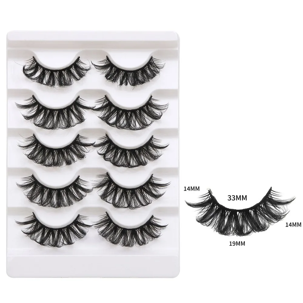 

5Pairs Lashes Extension Whole Cluster Eyelashes Dense Long Lasting Fluffy False Eyelashes Reusable Makeup D Curled Eyelashes
