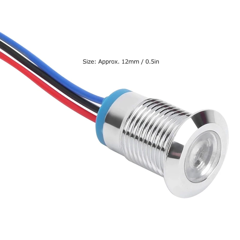 AB46-Pre-Wired LED Indicator 12Mm 12V‑24V Dual Colors Common Anode LED Light (Red Blue), Buttons And Indicators