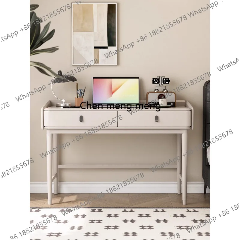 

Cream wind solid wood desk bedroom small apartment desk bedside household table high-end modern simplicity