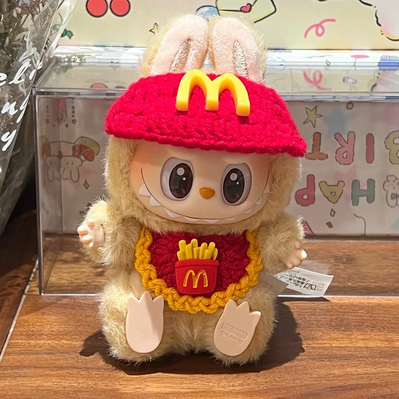 ل 17 سنتيمتر Labubu mcdonalds الملابس مجموعة لطيف برغر المنسوجة همبرغر الزي 3.0 Labubu الملابس قبعة حقيبة كروسبودي إكسسوارات دمي #6