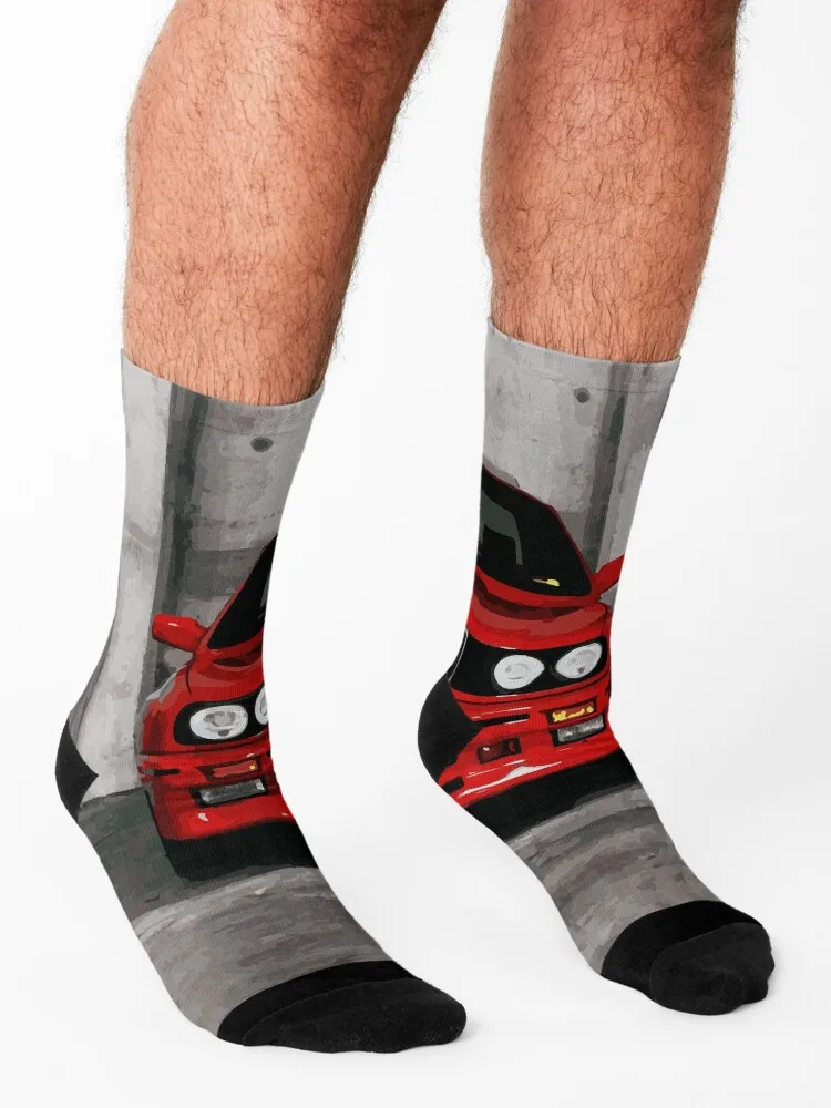 Red Sports Car - Front Socks Thermal man winter floral happy hip hop Men Socks Luxury Brand Women's