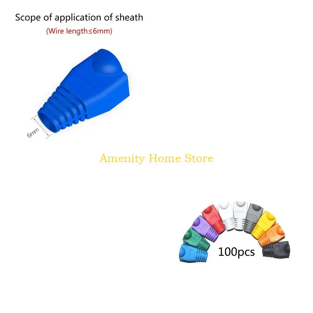 

F26C 100 шт. разноцветные CAT5E CAT6 RJ45 сетевой кабель Ethernet, защитные сапоги, кабельный разъем, заглушки, крышка