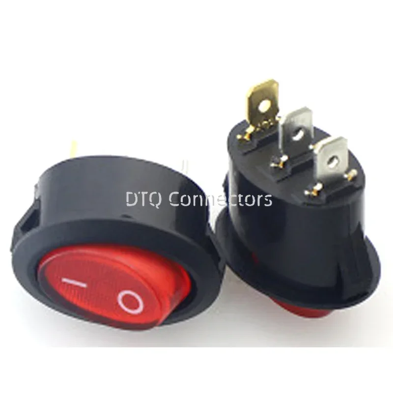 

2pcs Black Oval Round 3pin On Off Rocker Switch With Red Light KCD1 Electrical Contact Switch Push Button Switch 10A 250V 125V