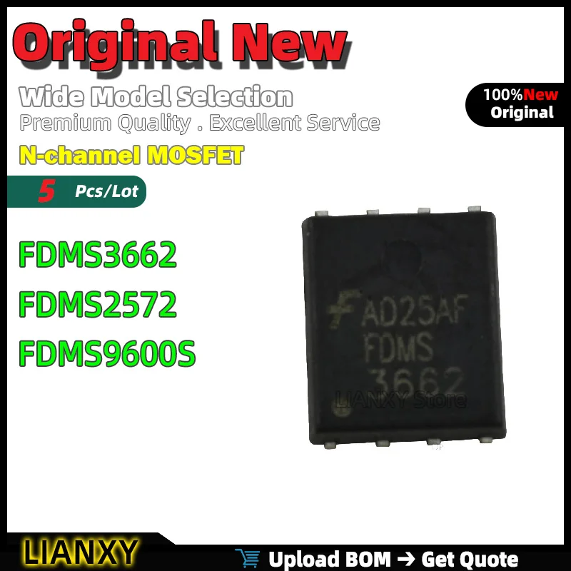 5pcs Power-56-8 FDMS3662 FDMS2572 FDMS9600S N-channel MOSFET New Original