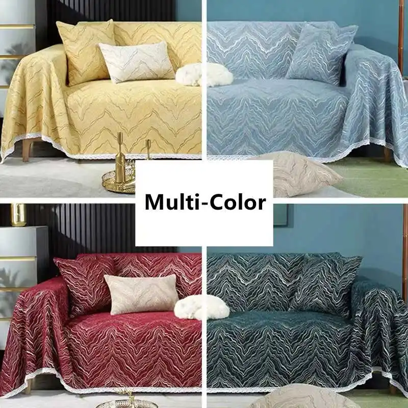 

Multi-Color Flow Gold Sofa Covers Chenille Thicken Anti-slip Sofa Towel Throw Blanket For Living Room Anti-Cat Couch Slipcover