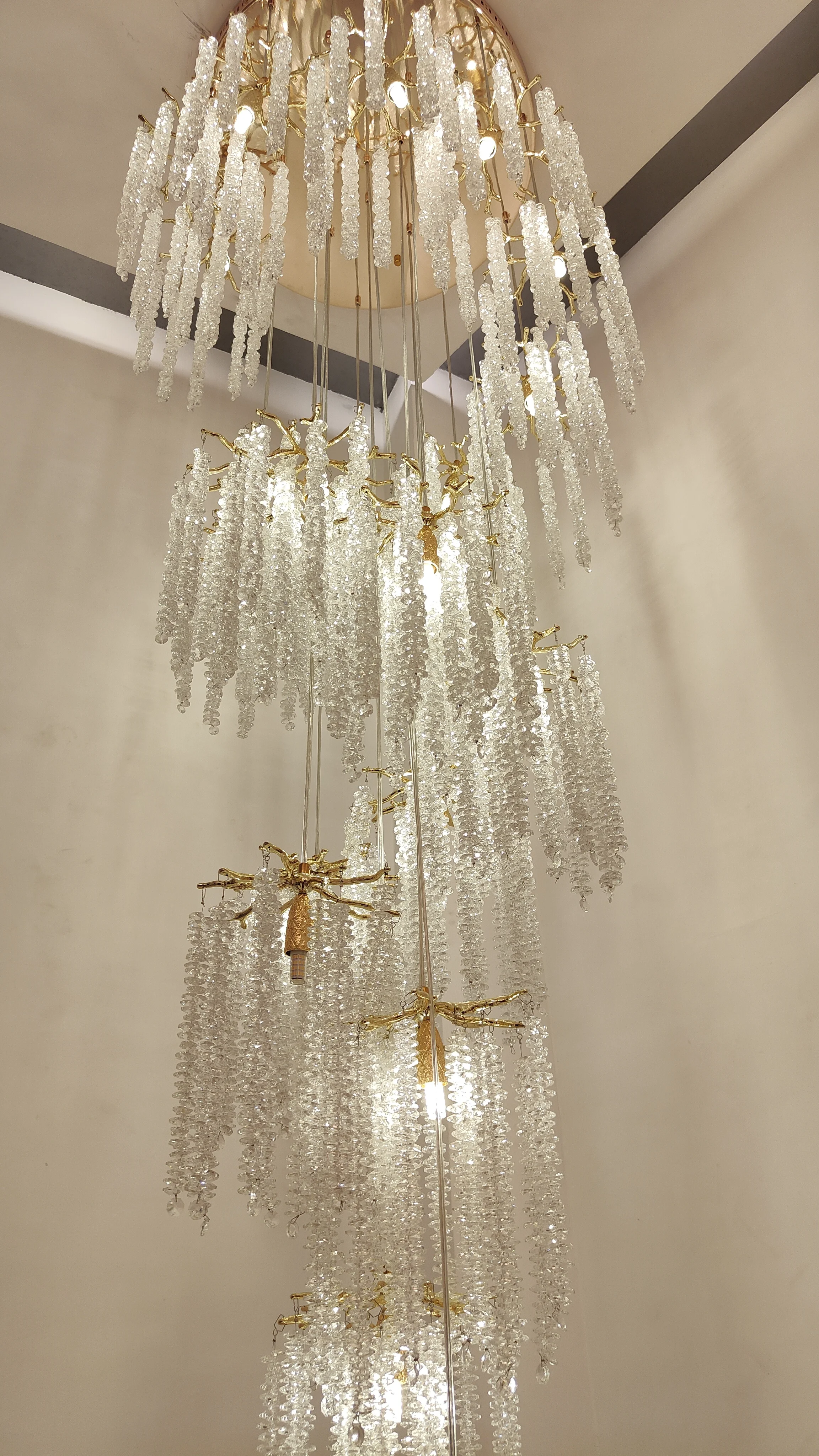 Luxury living room crystal chandelier for the staircase decorative lighting golden branch lights