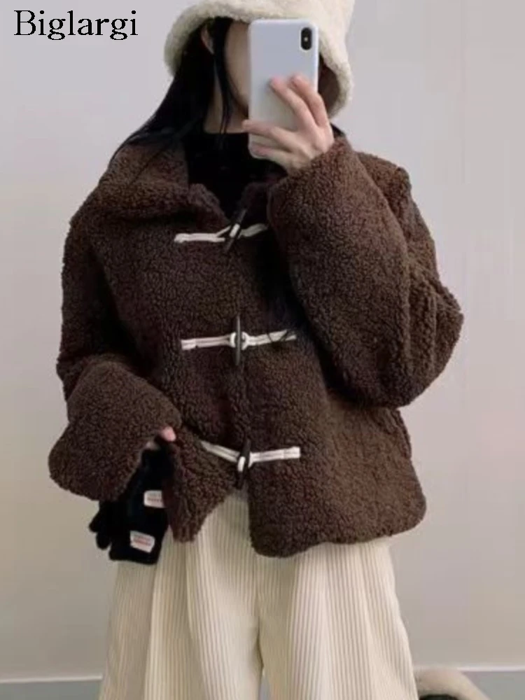 

Winter Lambswool Padded Cotton Coat Women Korean Style Loose Fashion Ladies Cropped Jackets Casual Woman Coats