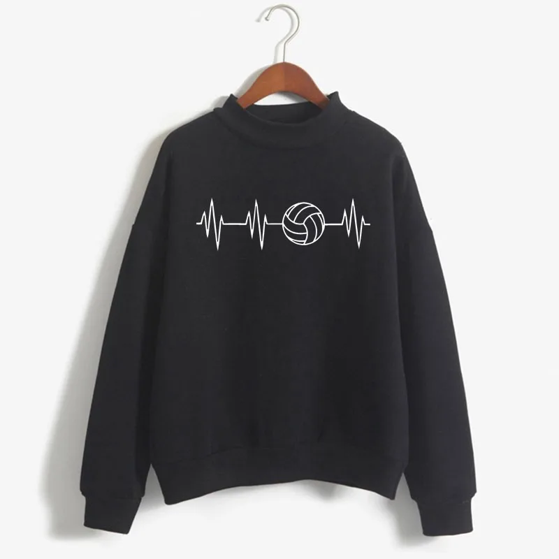 Fashion harajuku Heartbeat Of Volleyballer print o-neck Sweatshirt Clothes hoodies Women Autumn Winter clothes Hip Hop Hooded