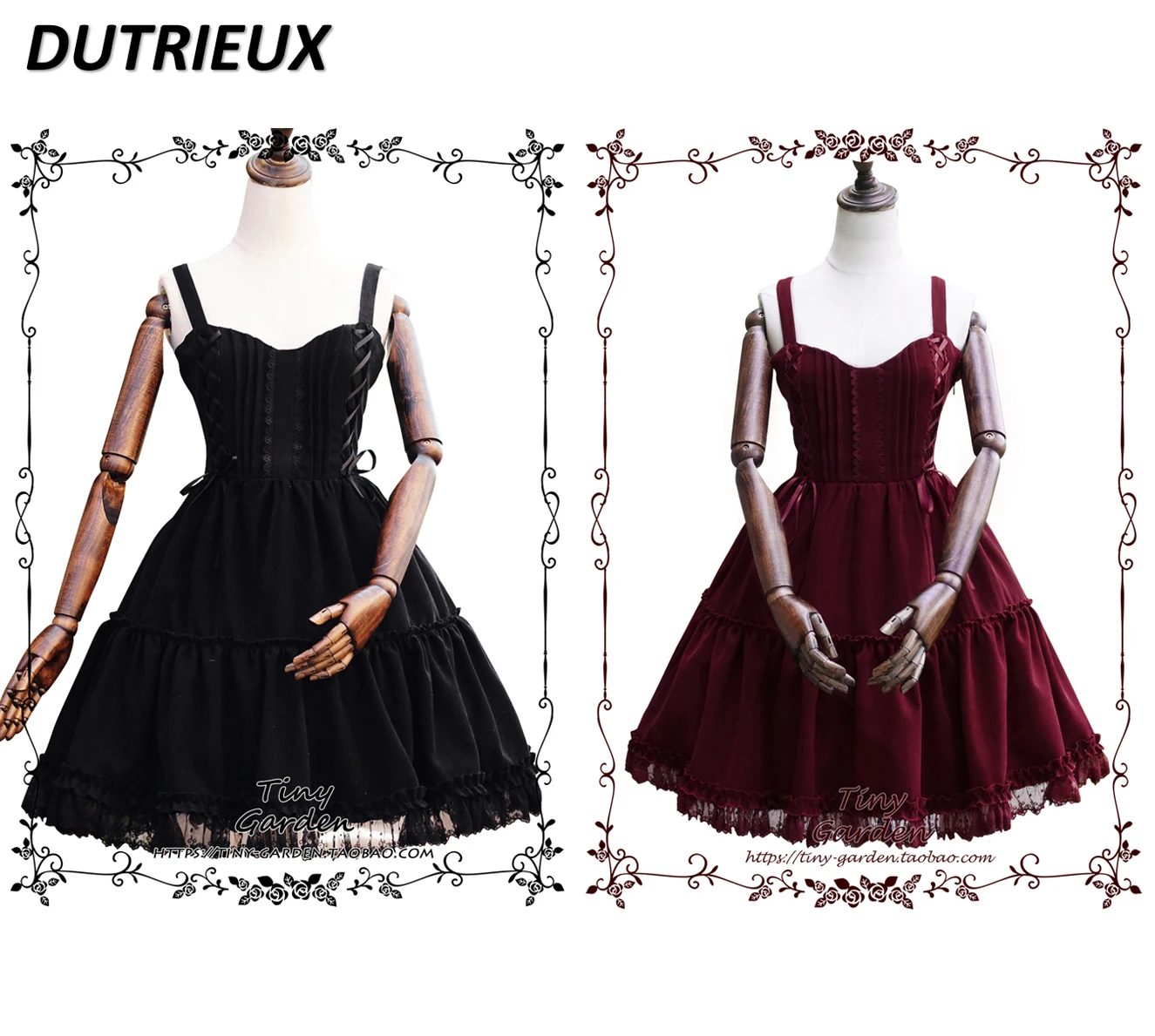 Burgundy Autumn and Winter Sweet Girls Bow Lace Suspender Dress JSK Lolita Style Elegant High Waist Slimming Tank Top Dresses