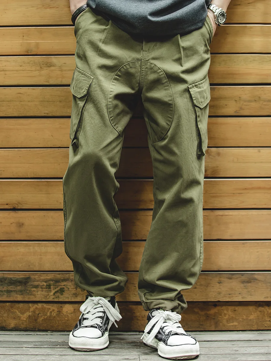 

Maden Casual Pants Men's Workwear Vintage Royal Cone ape Dstring Straight Leg Long Trousers Big ket Youth Cotton