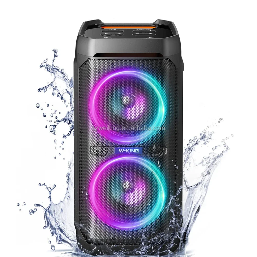 Wholesale W-KING T11 IPX6 waterproof portable outdoor party wireless speaker soundbox with woofer and LED light