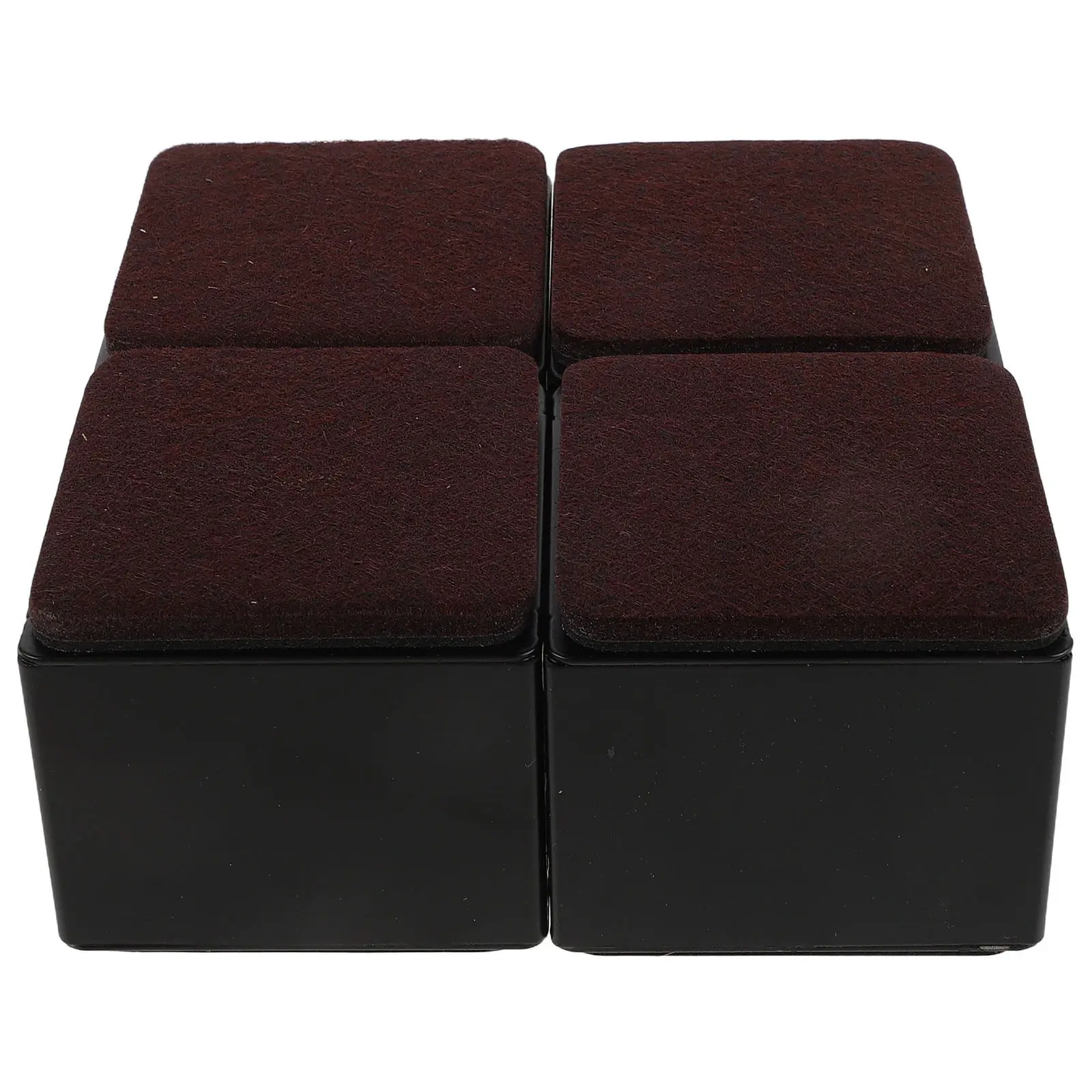 4Pcs Self-Adhesive Furniture Risers Bed Support Risers Chair Elevate Blocks Anti Slip Black Boosters Felt Bottom Bed Feet Lifter