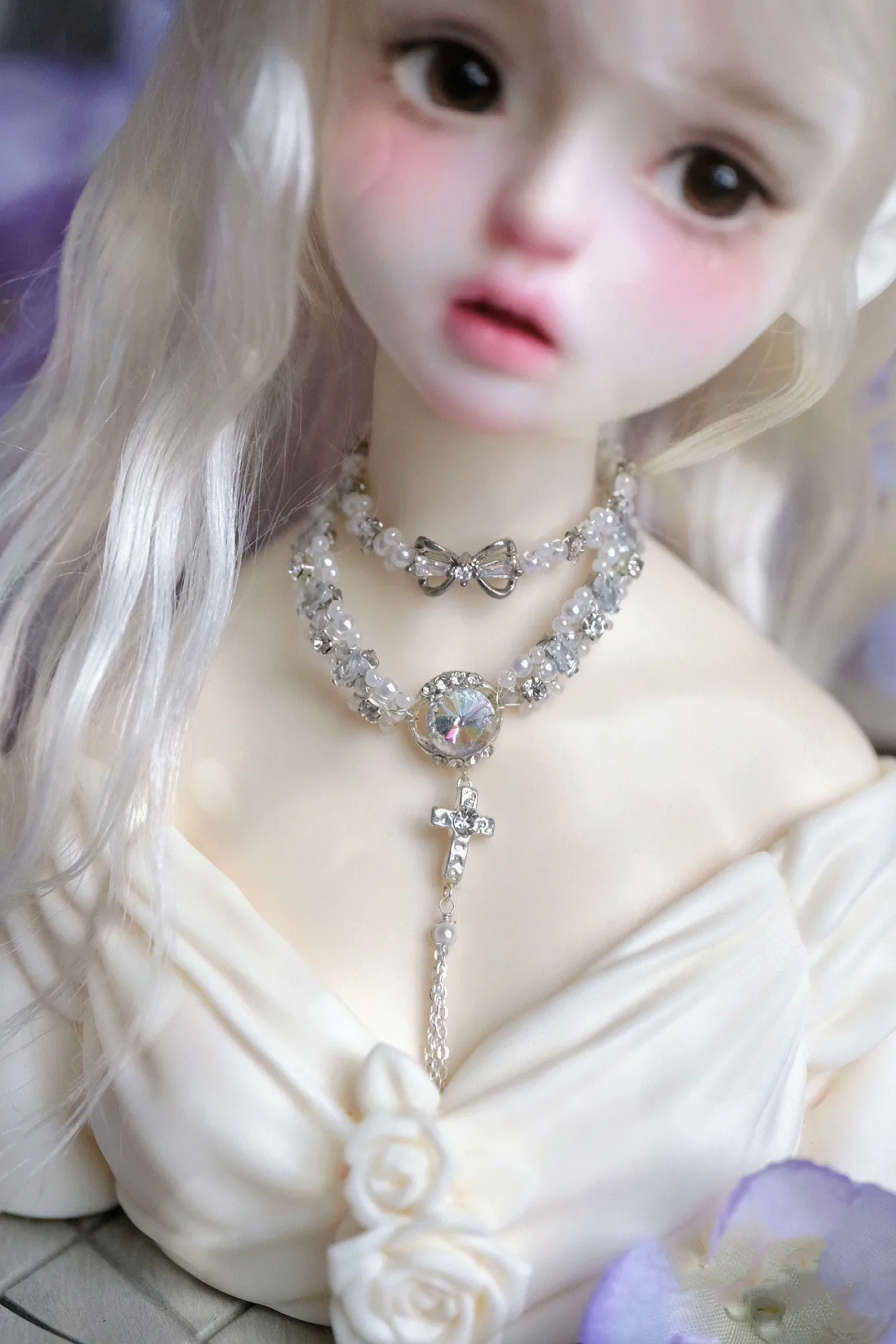 Exquisite Doll Accessories 1/4 Pearl Zircon Necklace Free Shipping