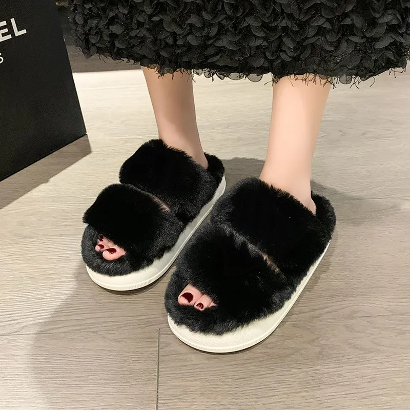 Shoes for Ladies 2023 Winter Peep Toe Women's Slippers Platform Flat with Casual Slippers Women Comfortable Home Cotton Shoes