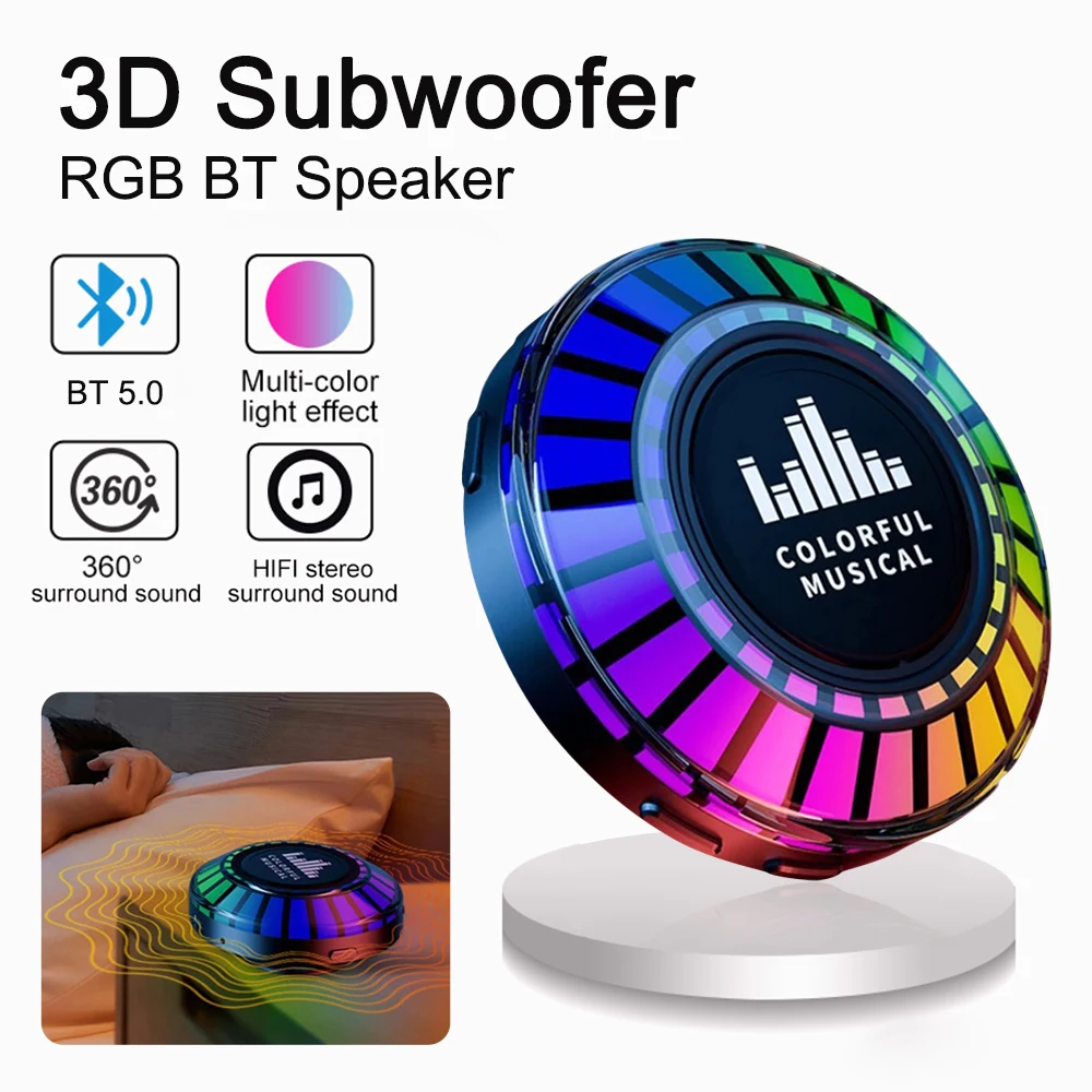 Bluetooth Bone Conduction Sound 24 Color Rhythm Light Portable Mini Speaker Can Adsorb Any Flat Surface For Indoor And Outdoor