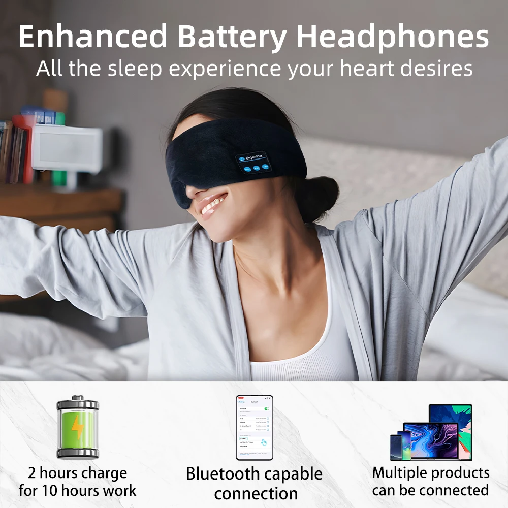 Bluetooth Sleep Mask Bluetooth Sleep Headphones For Women Earphones Wireless Eyemask For Travel Side Sleepers Eye Mask