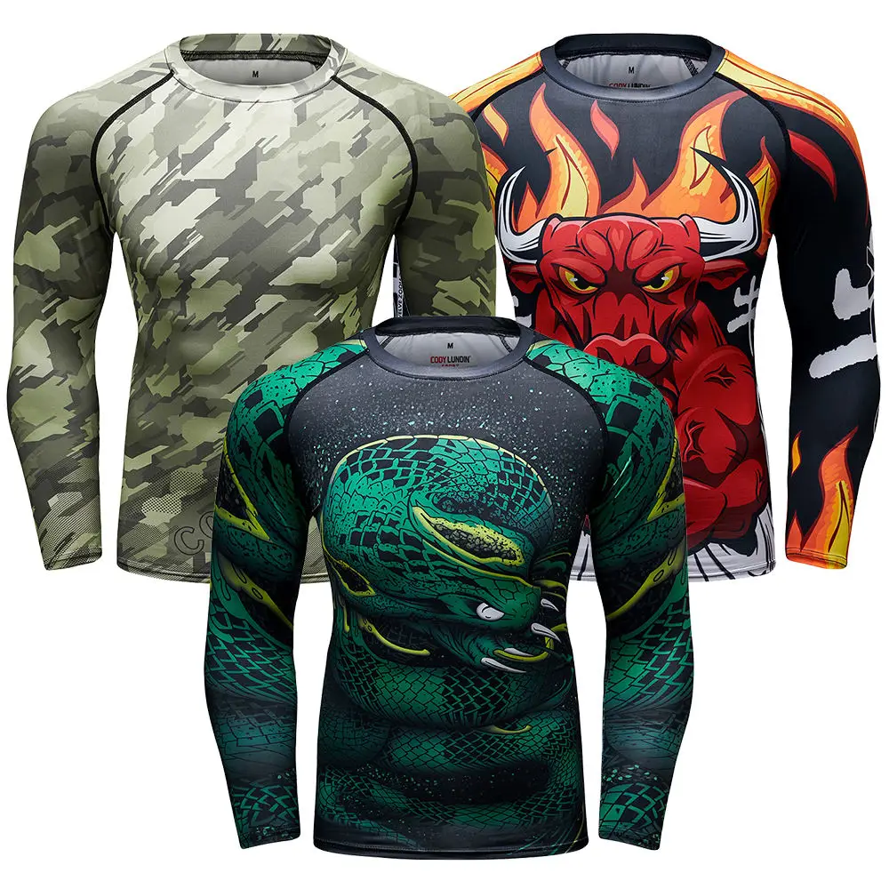 Mma T-shirts Rashguard Bjj Full Body  Adults Mens Women Boys Boxing Rash Guard Shirts Long Sleeve Boxing Compression Shirt