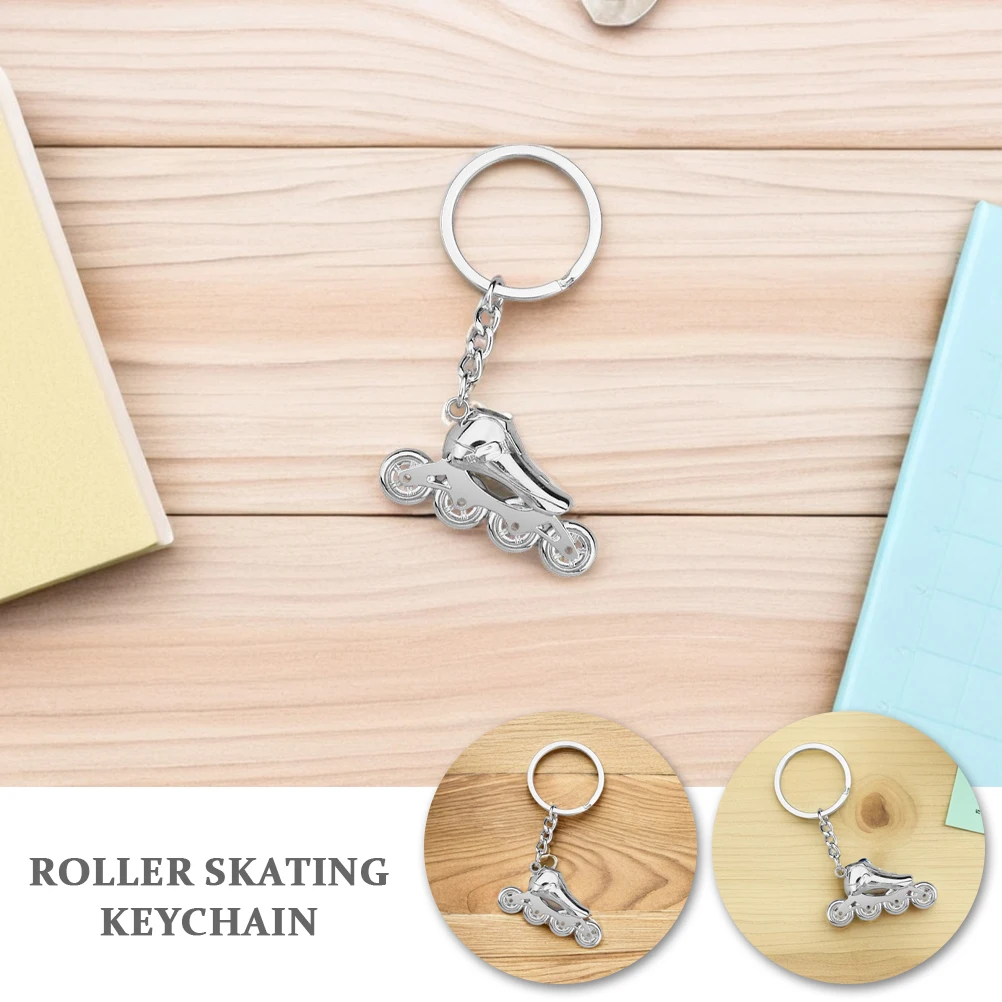 

Creative Roller Skate Keychain Zinc Alloy Silver Tone Wallet Chain Gift for Women Men Key Skating Charm Bulk