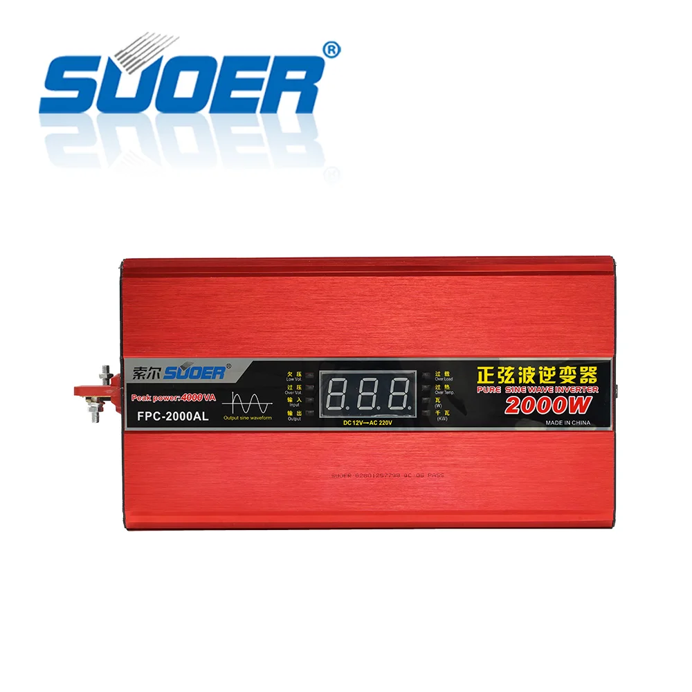 Suoer 2KW/1.5KW/1KW output inverter factory custom cheap off grid pure sine wave inverter