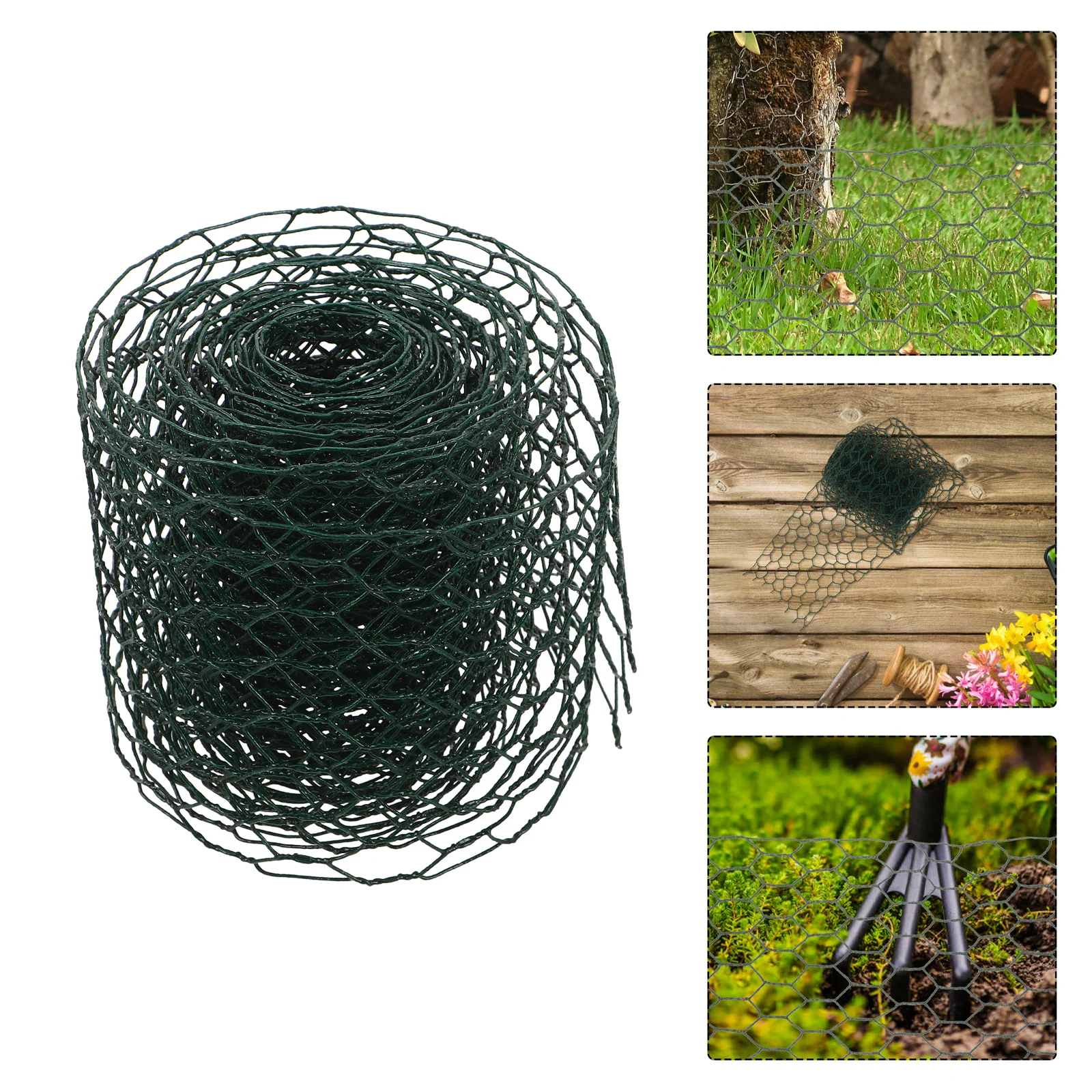 

1 Roll 0.6 Inch Hexagonal Chicken Wire for Gardens - Green Coated 22 Gauge Metal Mesh 4x13 - Florist Netting Wire for Plants
