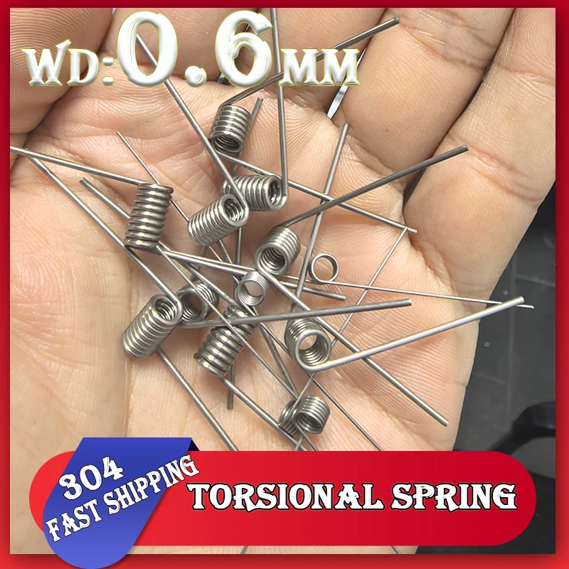 Wire Diameter 0.6mm 304 Stainless Steel Small Torsion Spring Torsion Hairpin Spring  V-shaped Customizable 60/90/120/180 Degree