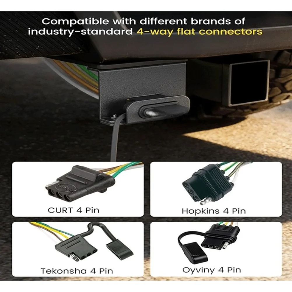 Vehicle Mounted 4 Pin Flat Trailer Wiring Harness Bracket for Reliable Towing Connection  Vehicle Mounted 4 Pin
