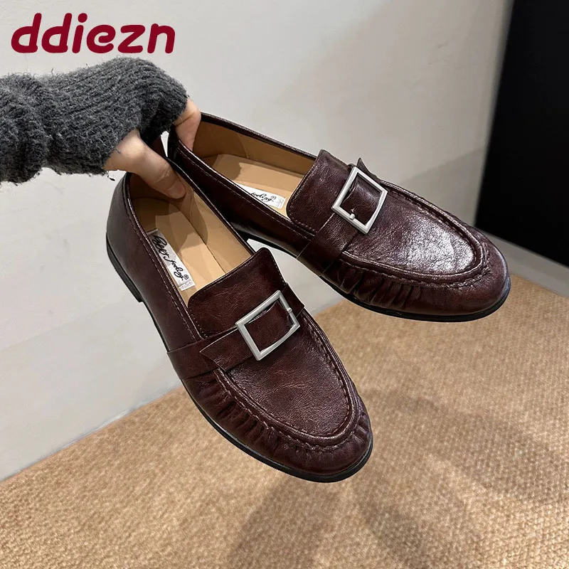 

Новая модная женская обувь на плоской подошве с обувью, мягкая женская повседневная обувь, женские лоферы на плоской подошве с круглым носком, туфли без шнуровки