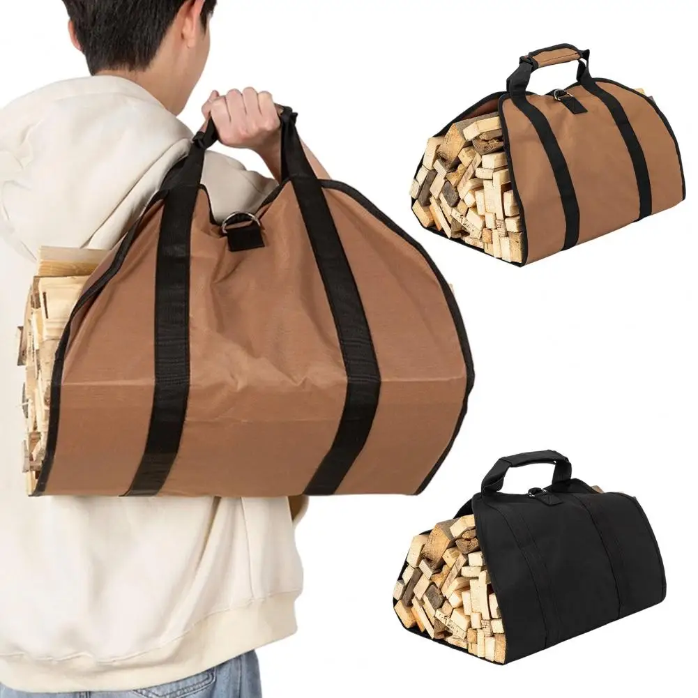Firewood Carrier Bag with Handle Heavy Duty Large Log Tote Durable Oxford Cloth Firewood Log Holder for Outdoor Use