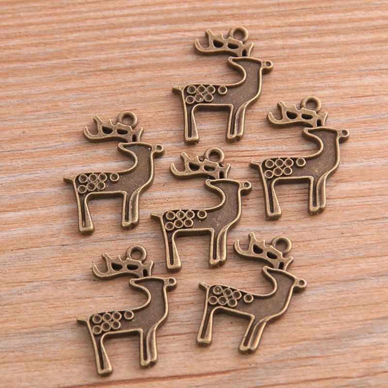 10pcs 18*23mm Two Color Sika Deer Animal Charms Pendant Findings Accessories DIY Vintage Choker Necklace