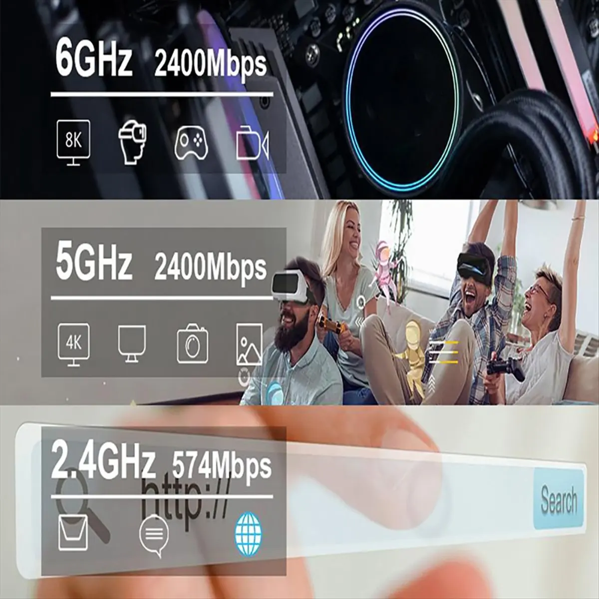 

WiFi 6E AX210 Bluetooth 5..2 Беспроводная сетевая карта 5374 Мбит/с 2,4 ГГц 5 ГГц 6 ГГц 802.11ax Wi-Fi адаптер для ноутбука ПК